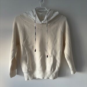BNWT Cream Knit Hoodie Sweater with Contrast Hood one ribbed casual size - S